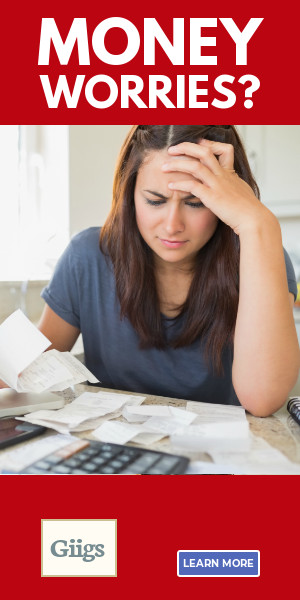 Giigs Woman Holding Bills 300x600 banner