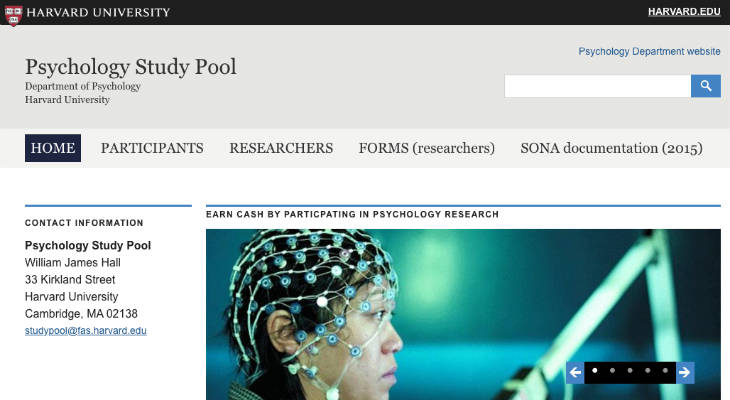Harvard Psychology Study Pool screenshot
